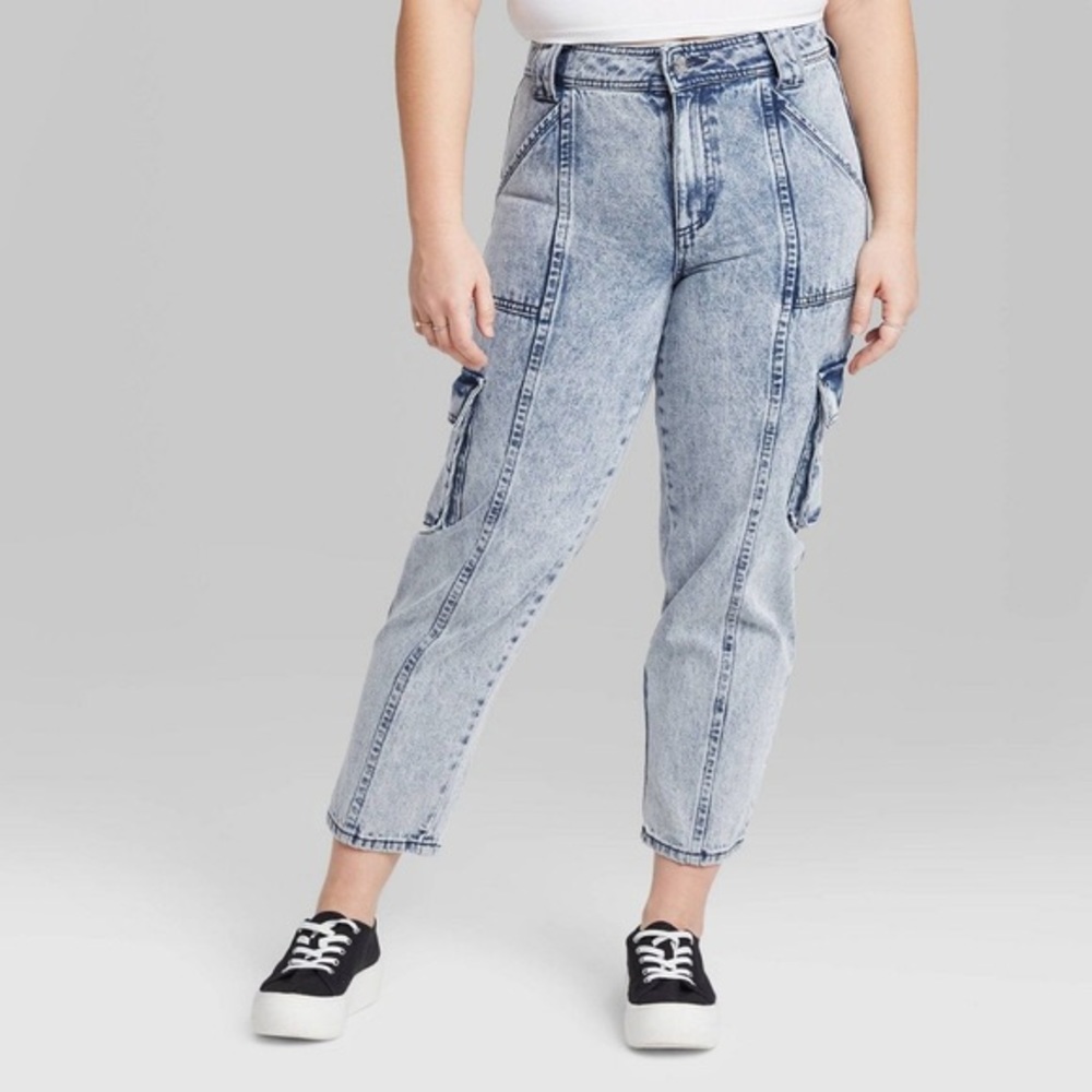 Wild Fable Acid Wash High-Rise Utility Jeans